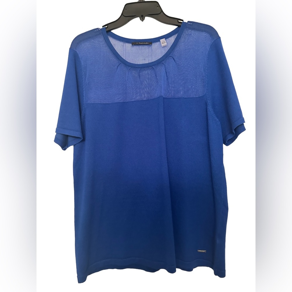 TTahari vintage blue top with sheer accent XL/TG